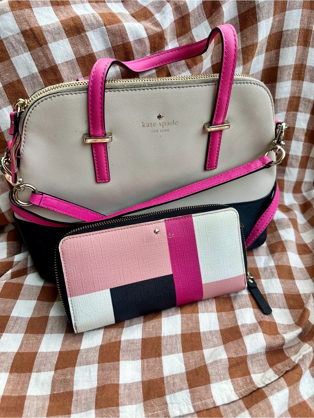 Kate Spade New York Colorblock Satchel & Matching Zip Wallet Set - Picture 1 of 8
